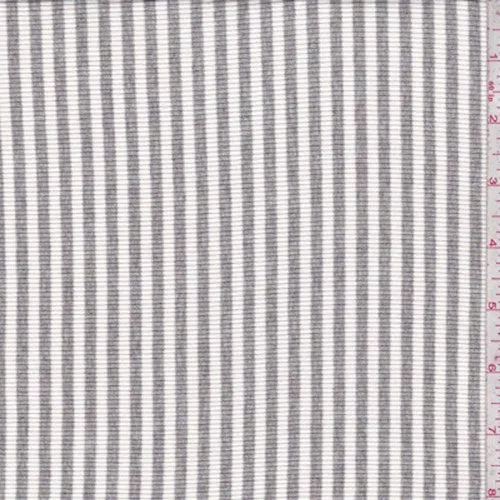 1 YD PC-White/Sterling Stripe Rib Knit Fabric