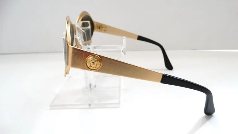 1990s Versace Matte Gold Metal Sunglasses