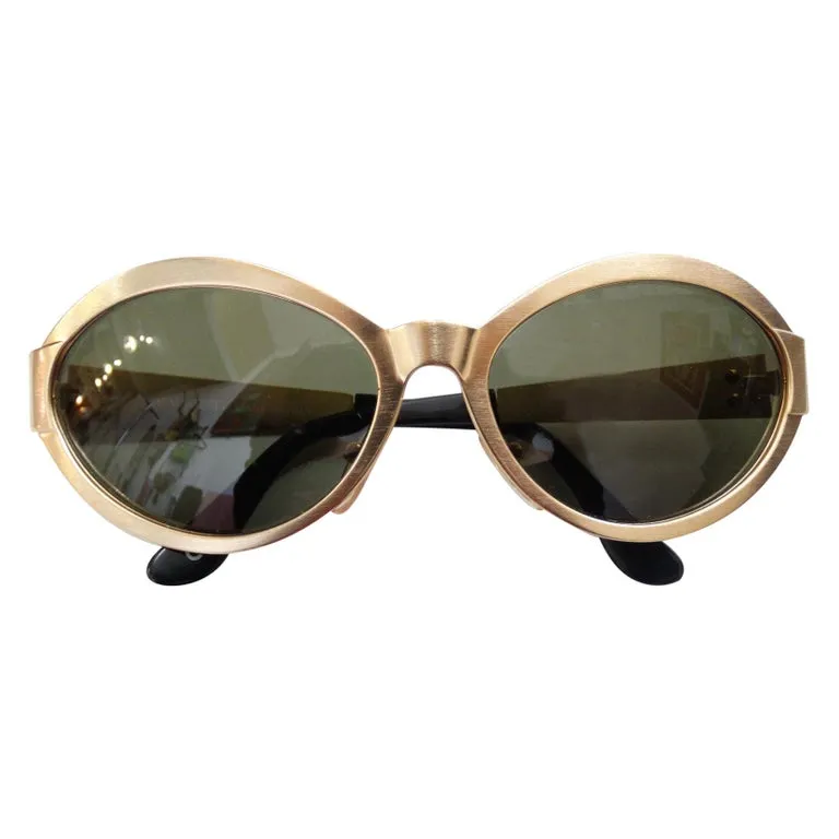 1990s Versace Matte Gold Metal Sunglasses