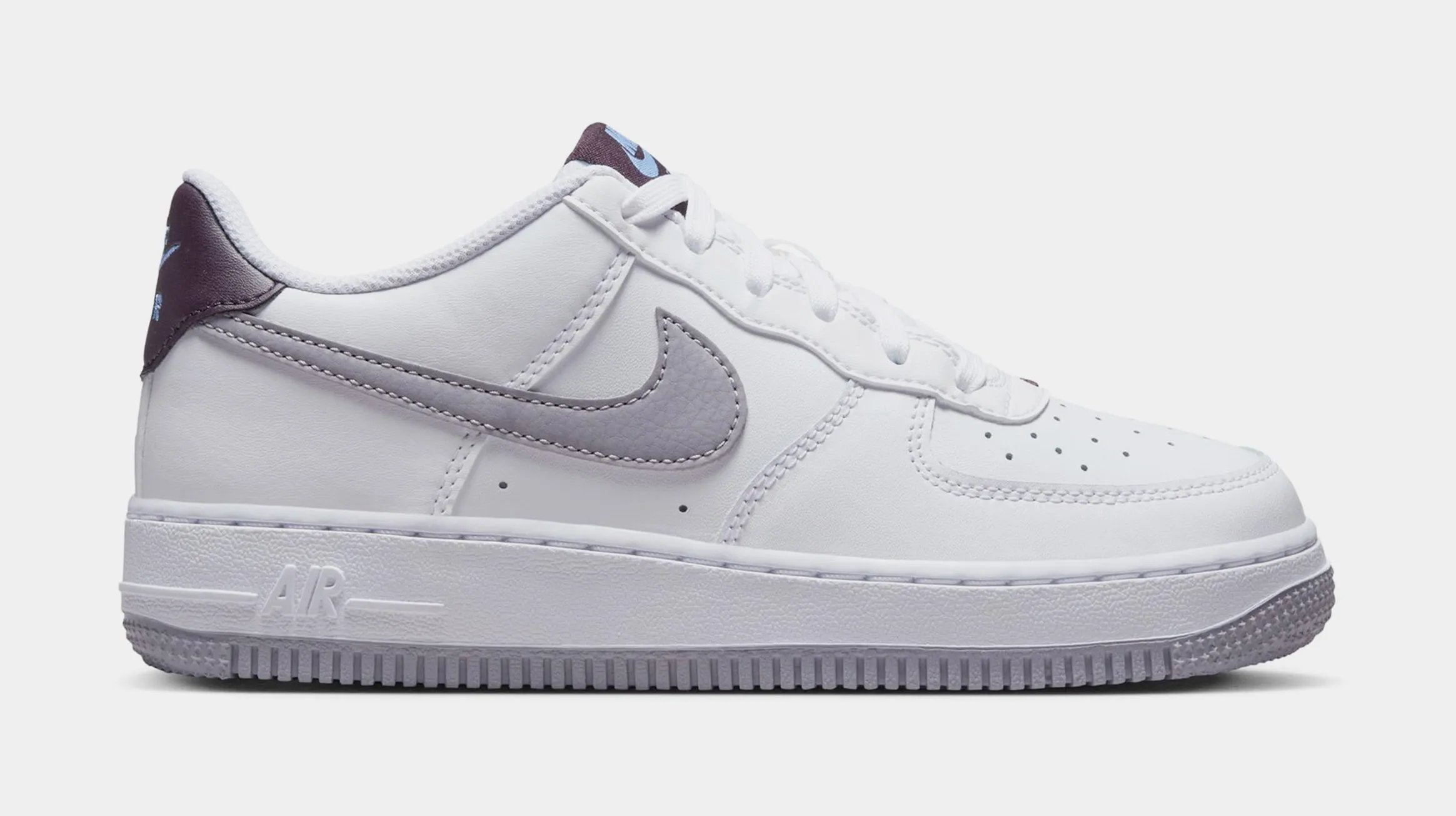 Air Force 1 Low Grade School Lifestyle Shoes (White/Burgundy Ash/Royal Pulse/Cement Grey)