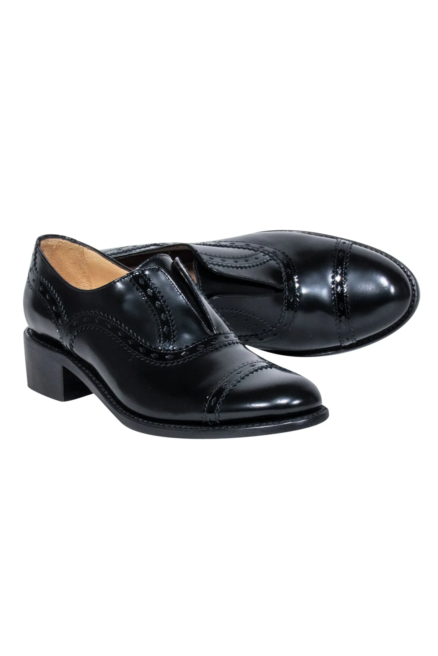 Angela Scott - Black Leather Oxford Style Shoe Sz 8.5