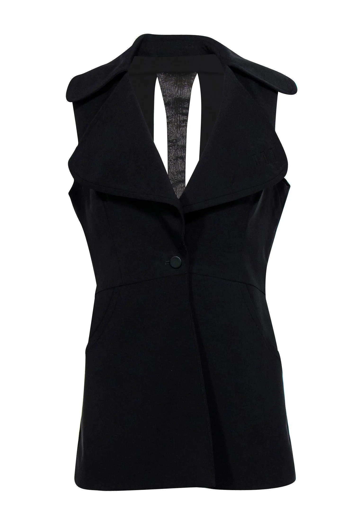 Arzu Kaprol - Black Cutout Back Vest w/ Silver Detailing Sz M