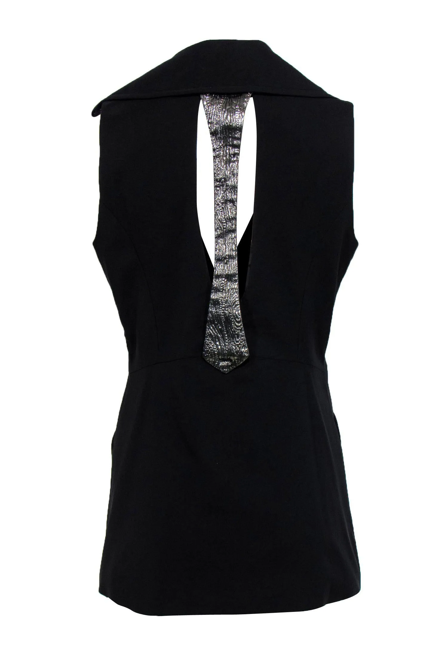 Arzu Kaprol - Black Cutout Back Vest w/ Silver Detailing Sz M