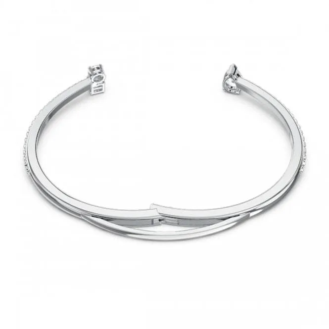 Attract White Rhodium Plated Cuff Bangle