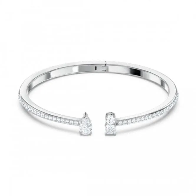 Attract White Rhodium Plated Cuff Bangle