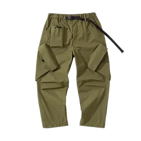 Baggy fit 3-D pocket cargo pants with belt