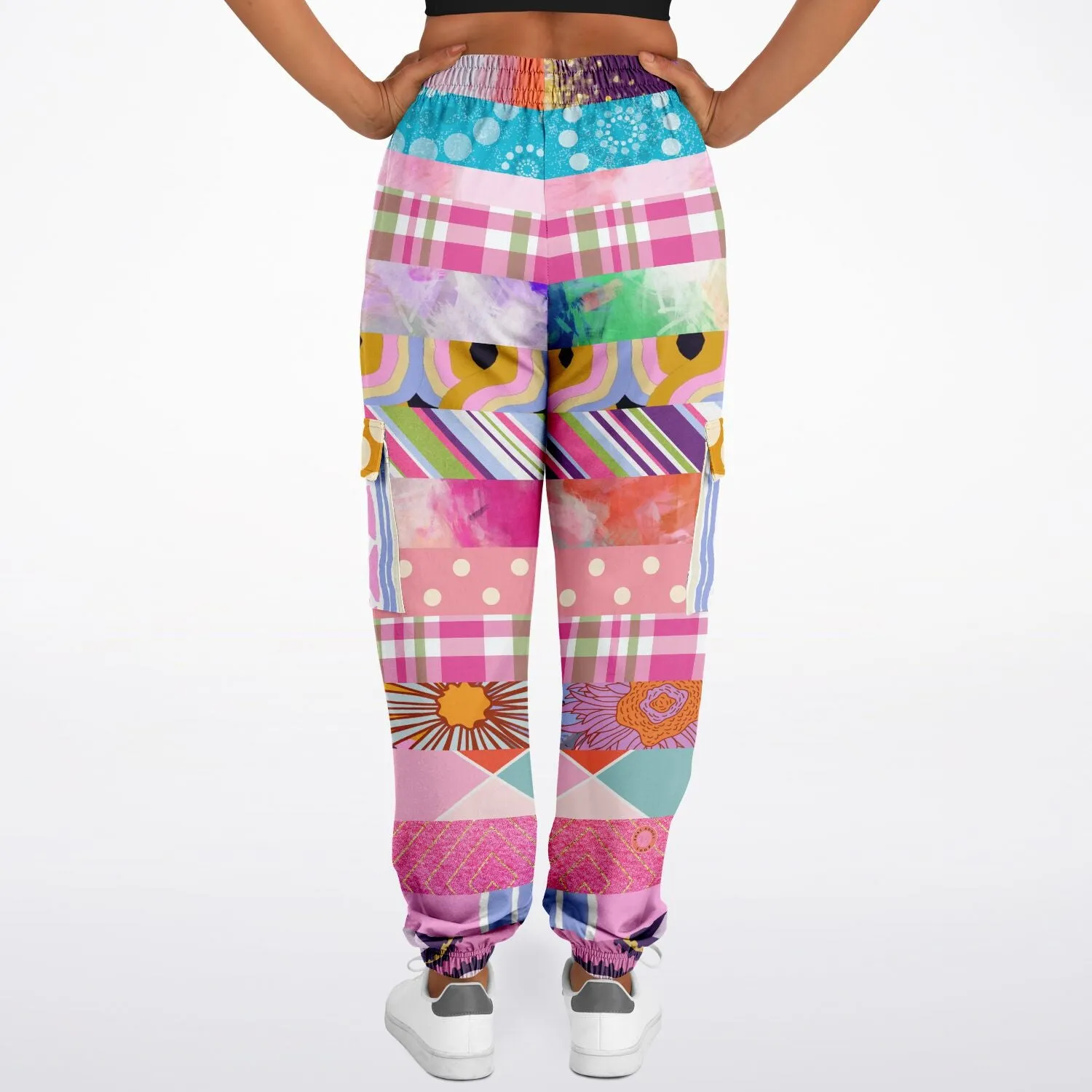 Bahama Mama Pink Floral Patchwork Unisex Cargo Sweats