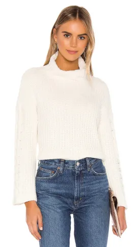 Bella Dahl Cable Sleeve Turtleneck Winter White