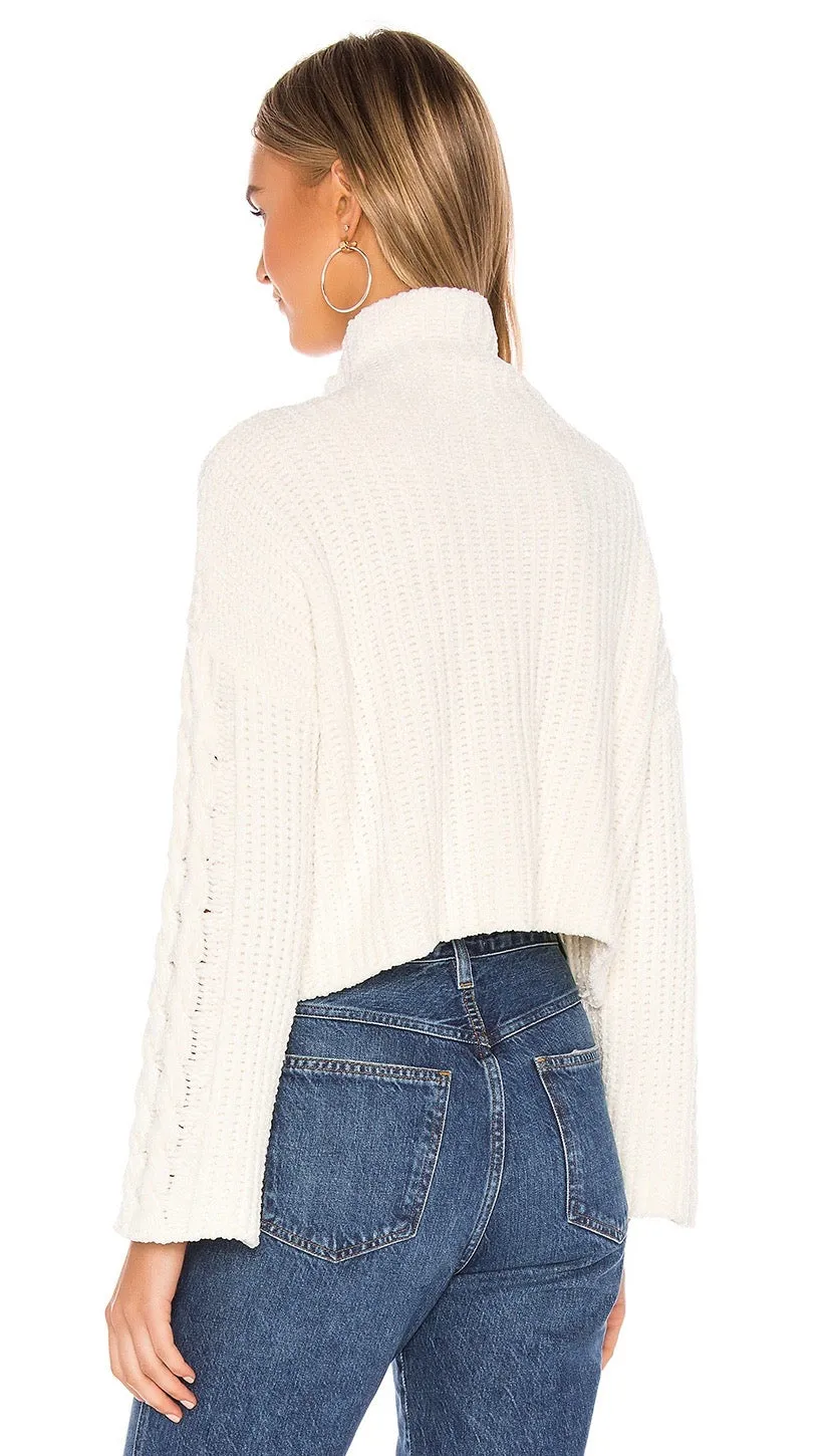 Bella Dahl Cable Sleeve Turtleneck Winter White