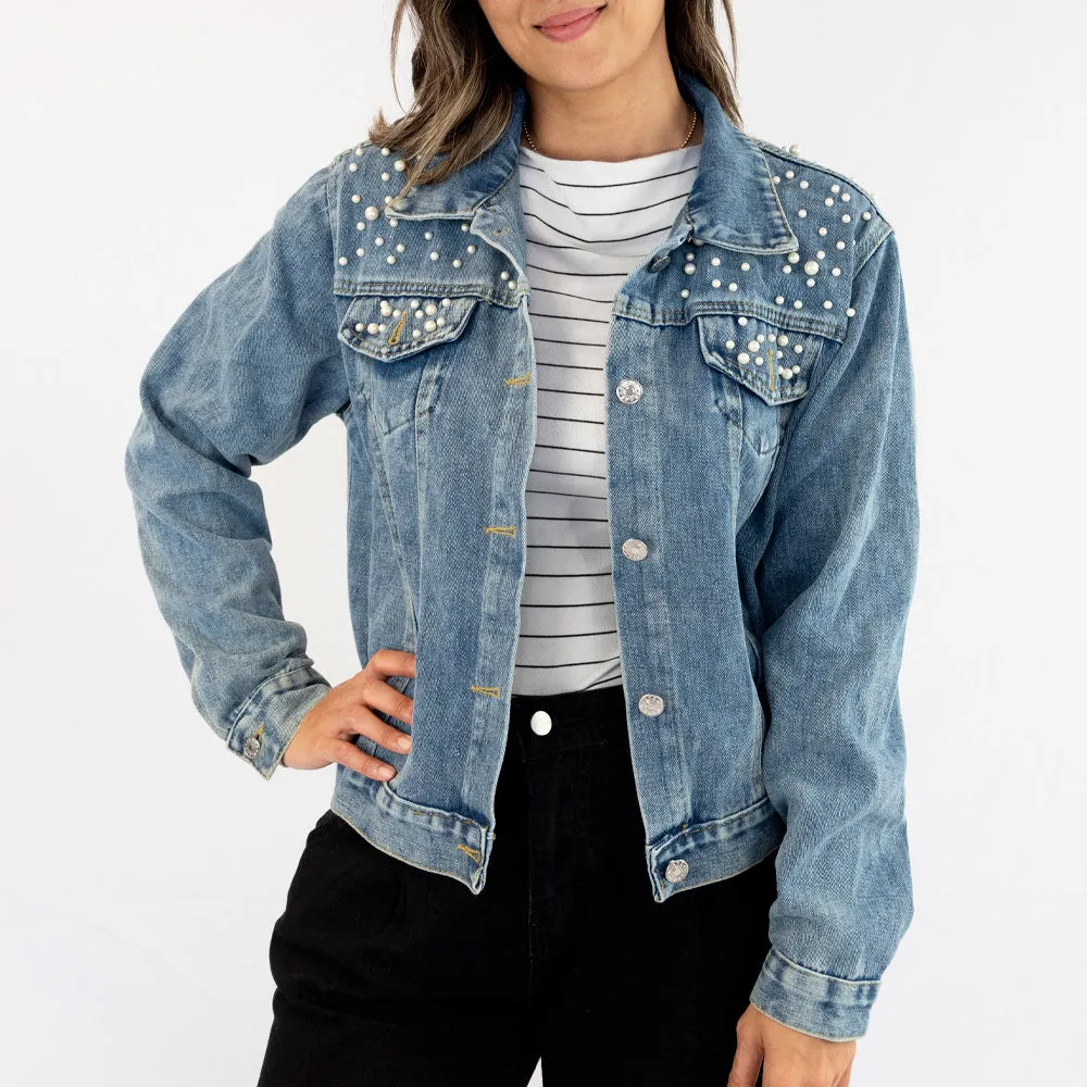 (Blue Pearl) Personalized Future Mrs. Denim Jacket