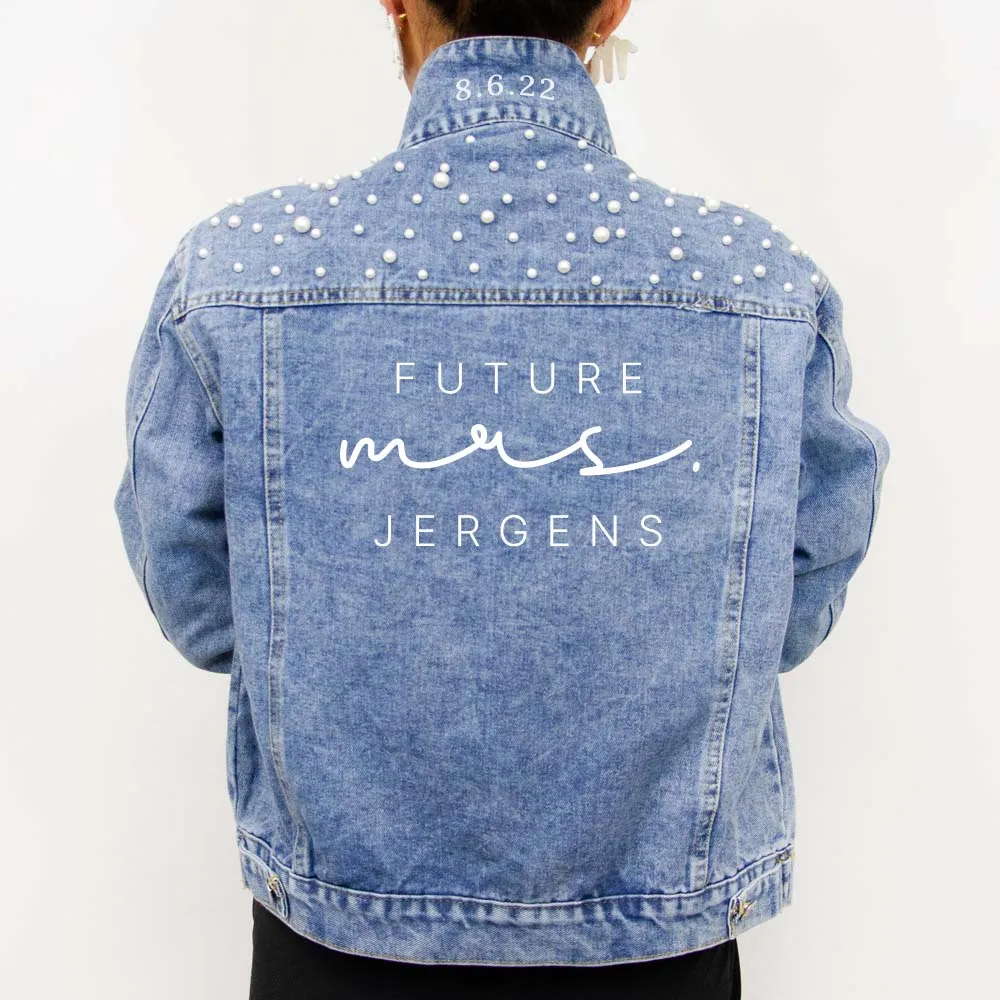 (Blue Pearl) Personalized Future Mrs. Denim Jacket