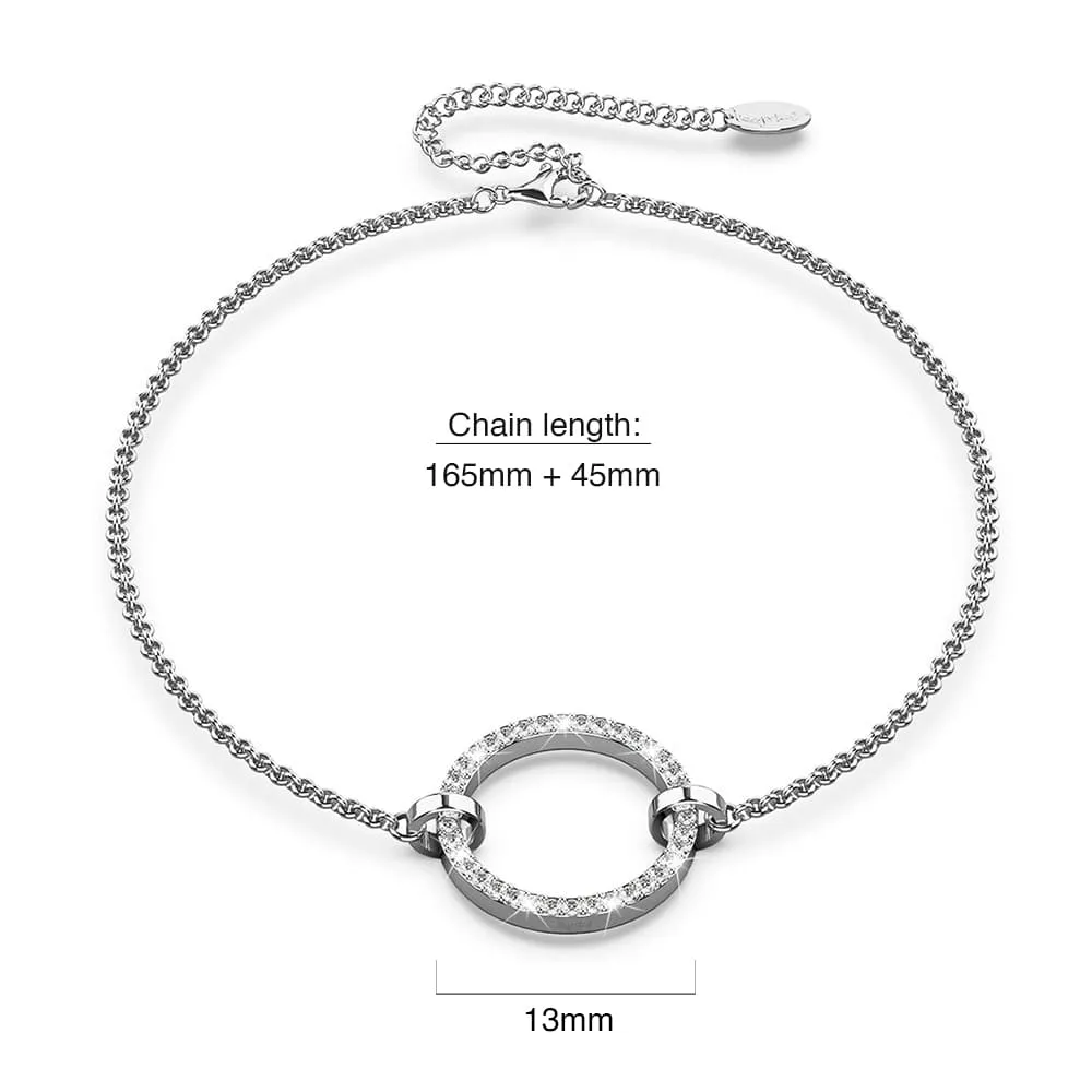 Boxed Orbit Beauty Bracelet & Charm Necklace Set with Swarovski Crystal in White Gold