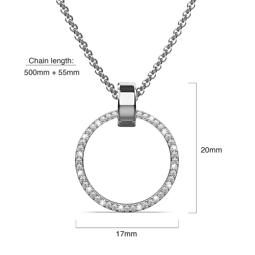 Boxed Orbit Beauty Bracelet & Charm Necklace Set with Swarovski Crystal in White Gold