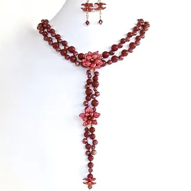 Breathless: 19" Red Statement Necklace Set