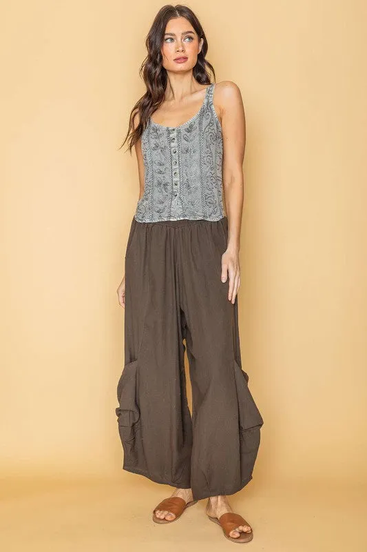 Brown Boho Style Cargo Pants