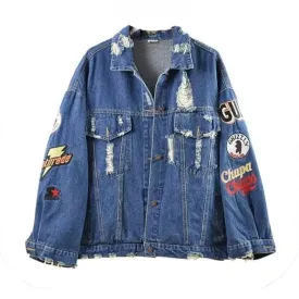 Cartoon Angel Loose Denim Jackets