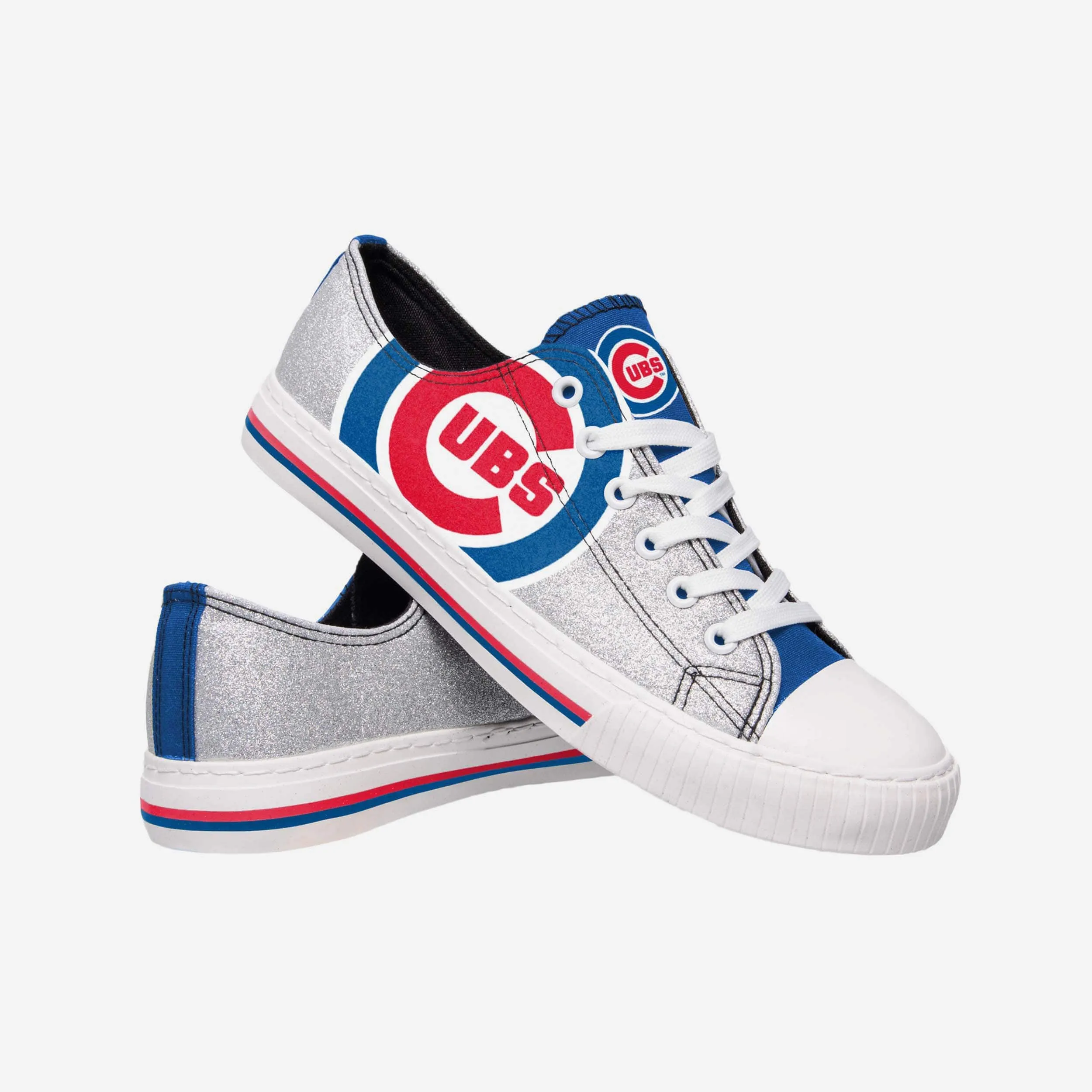 Chicago Cubs Womens Glitter Low Top Canvas Shoe