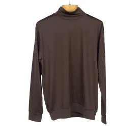 Chocolate brown wool jersey turtleneck sweater