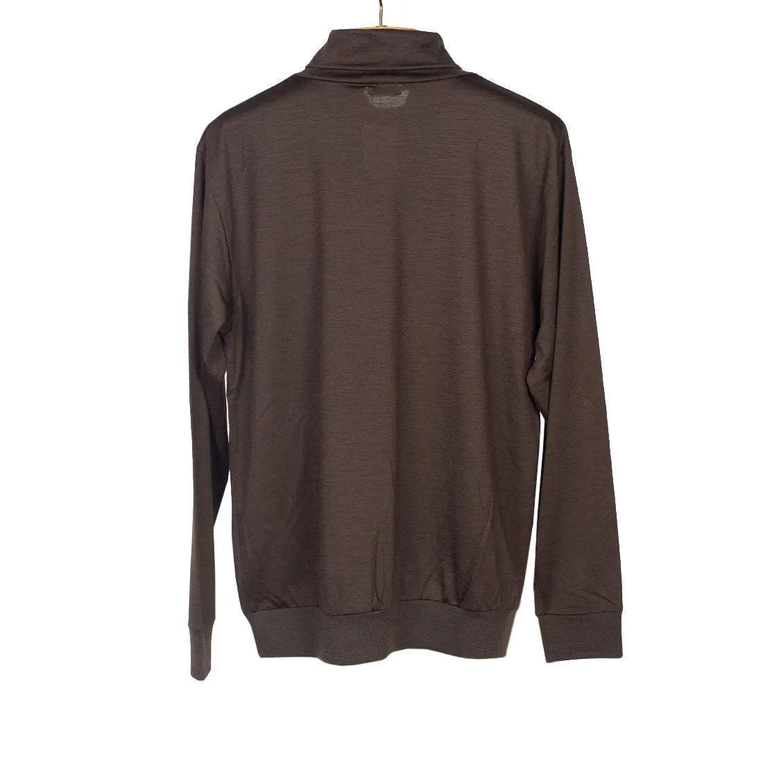 Chocolate brown wool jersey turtleneck sweater