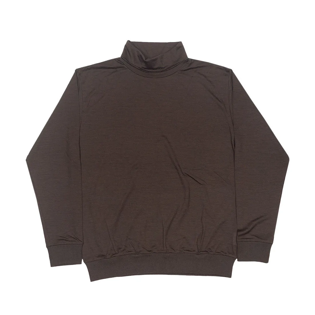 Chocolate brown wool jersey turtleneck sweater