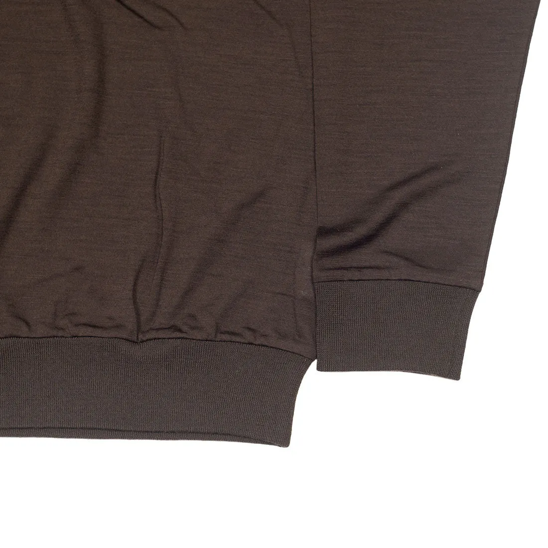 Chocolate brown wool jersey turtleneck sweater