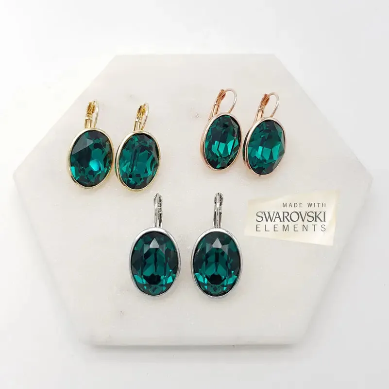 Chrysalini - Large Oval Swarovski Earring