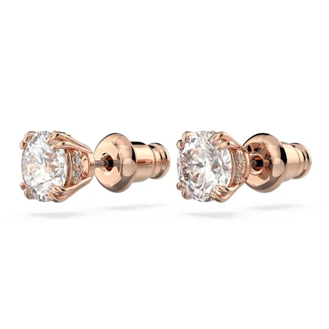 Constella Stud Round Cut White Rose Gold-tone Plated Earrings 5638801