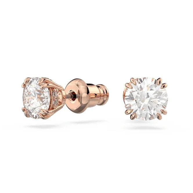 Constella Stud Round Cut White Rose Gold-tone Plated Earrings 5638801