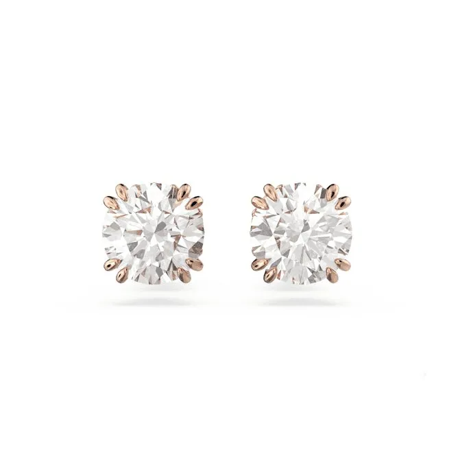 Constella Stud Round Cut White Rose Gold-tone Plated Earrings 5638801