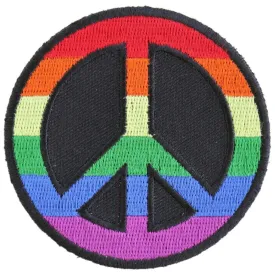 Daniel Smart Rainbow Peace Sign Embroidered Iron On Patch, 3 x 3 inches