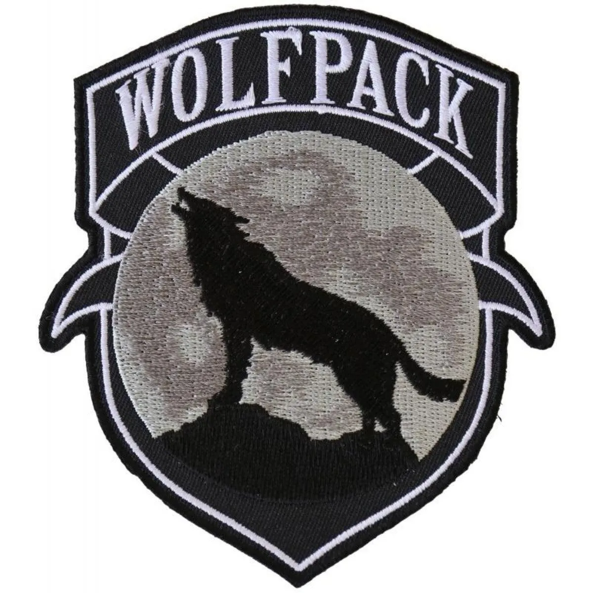 Daniel Smart Wolfpack Patch Wolf Howling Moon Silhouette Embroidered Iron On Patch, 4 x 3.6 inches