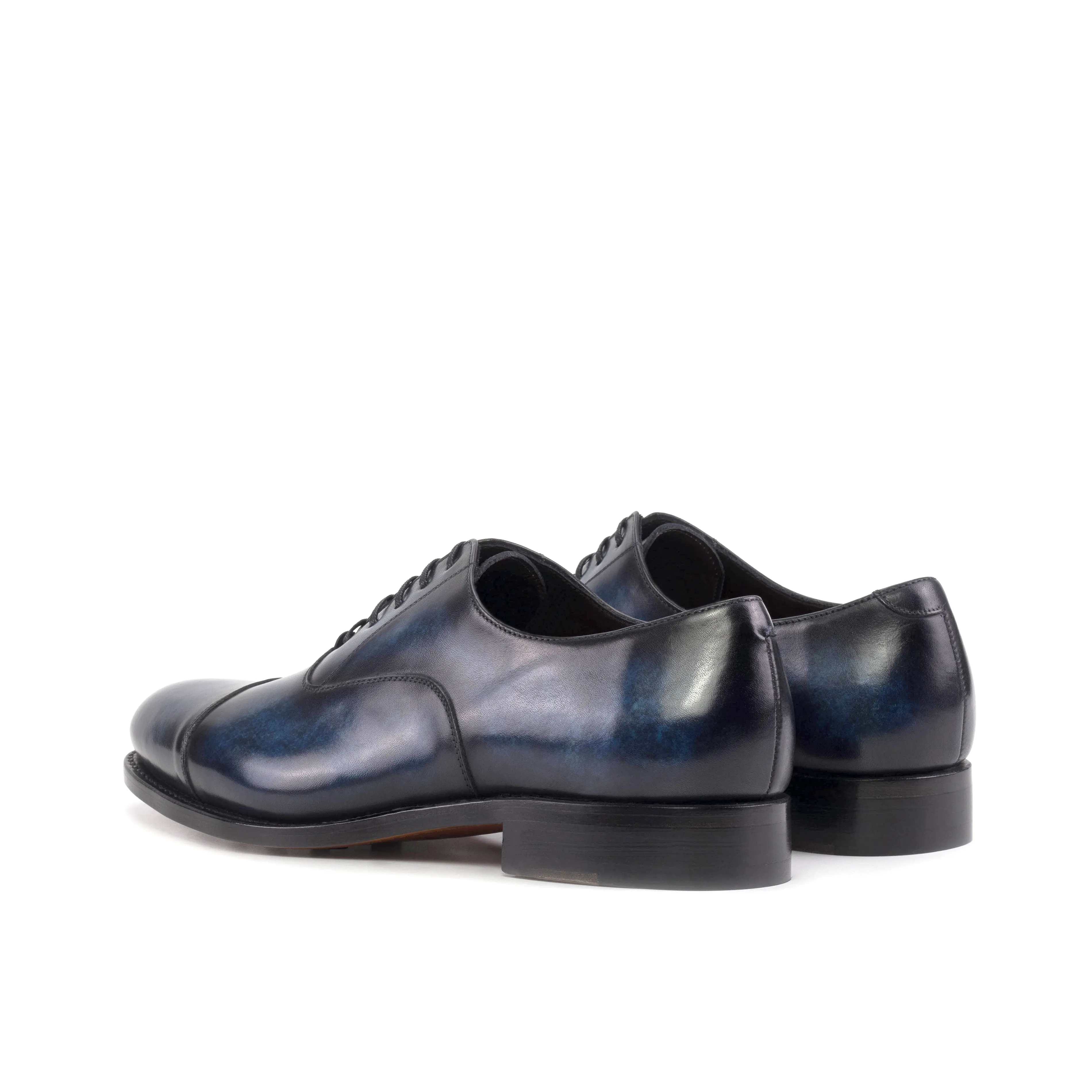 Denim Blue Patina Cap Toe Oxford Shoes