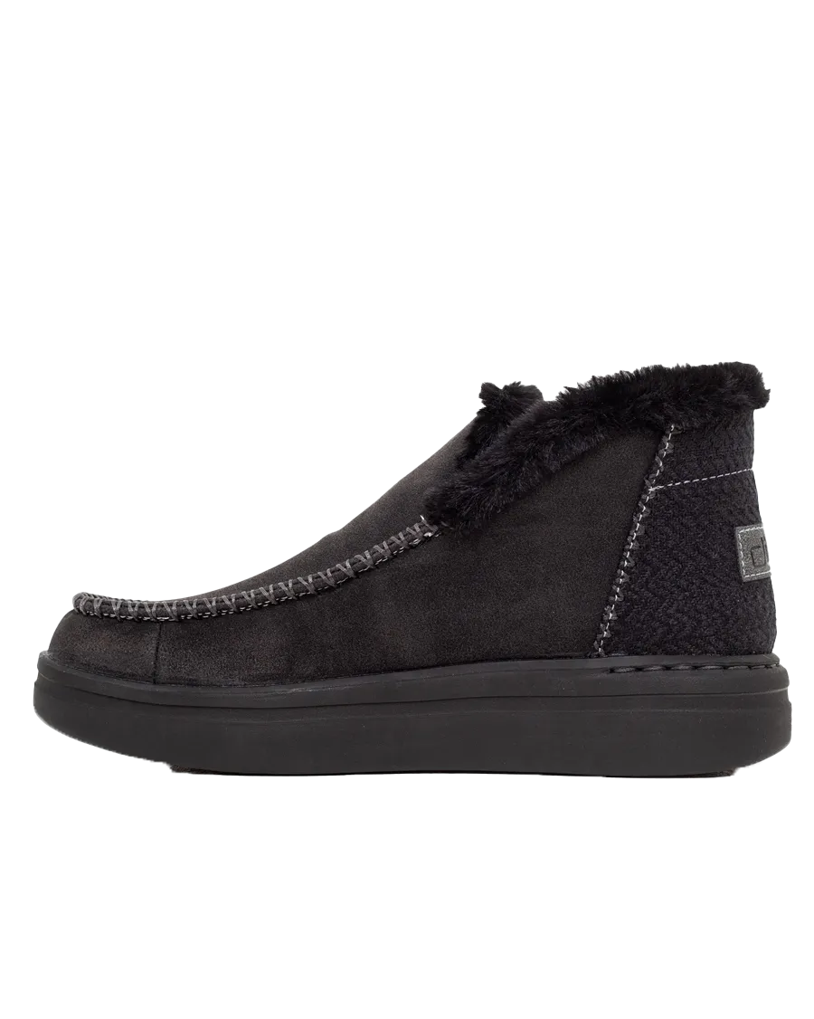 Denny Recycled Leather Grip Shoes in Jet Black