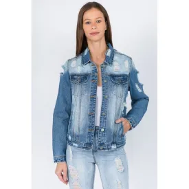 Distressed basic denim jackets