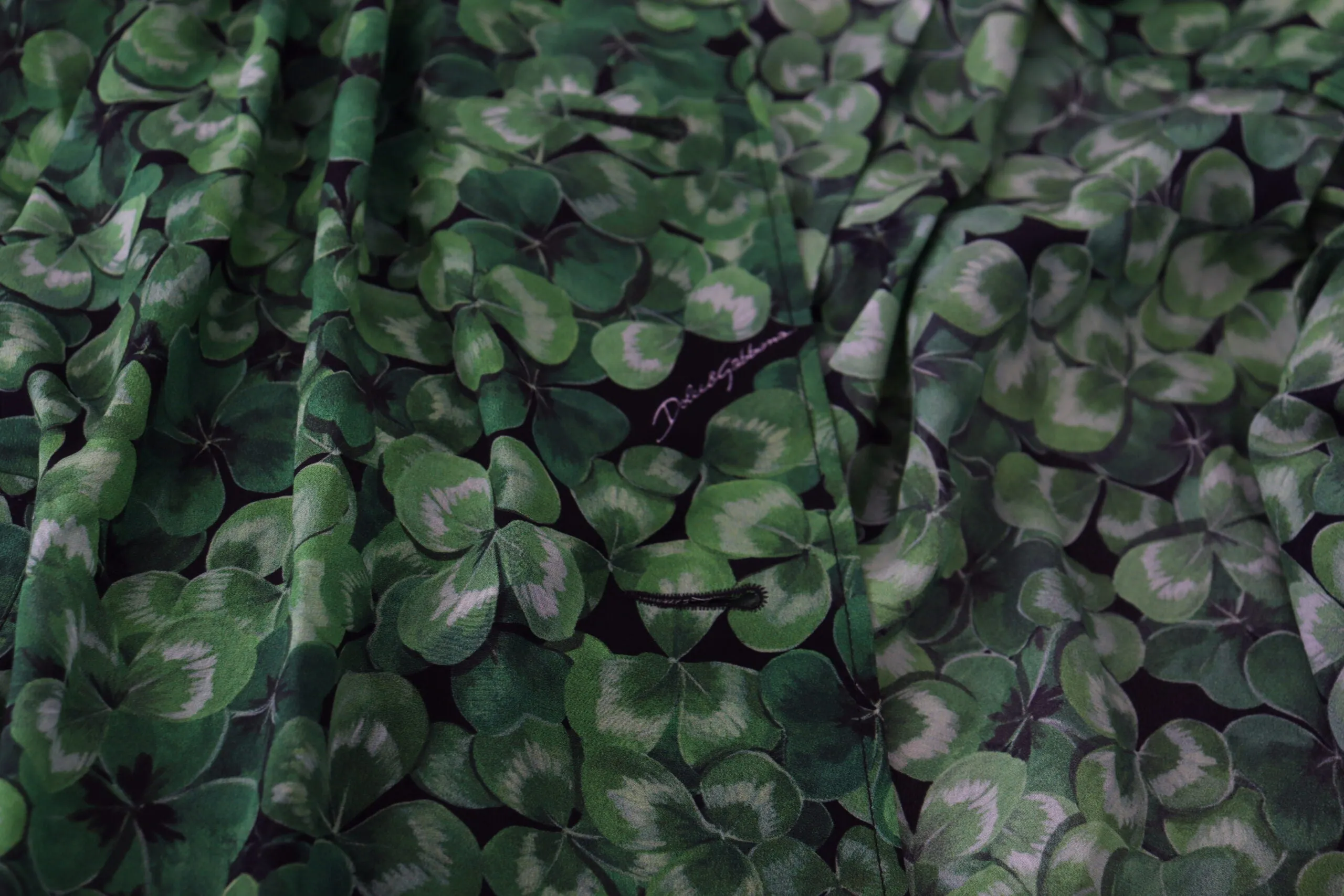 Dolce & Gabbana Green Leaves Print Silk Trench Coat Jacket