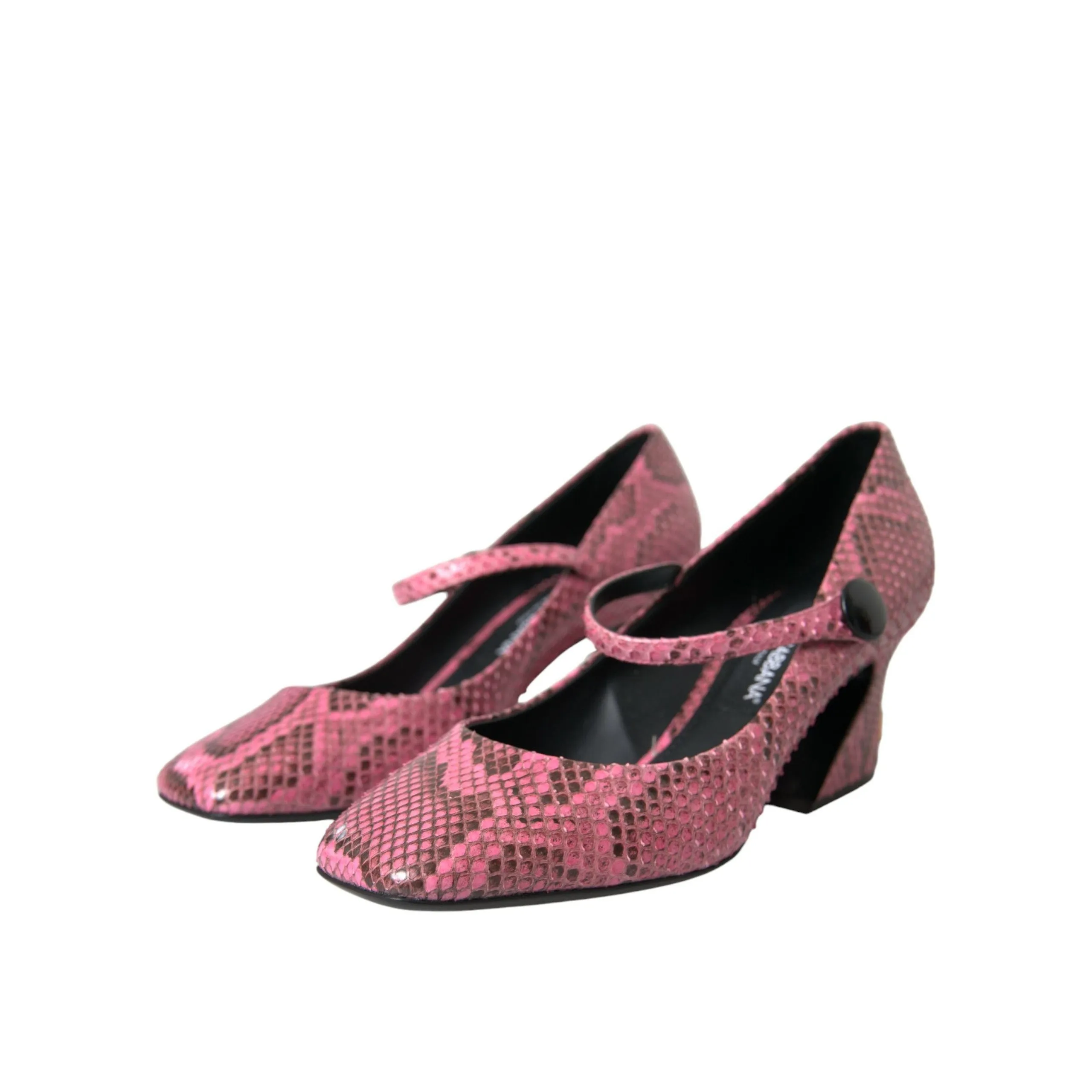 Dolce & Gabbana Pink Python Leather Mary Jane Heels Shoes