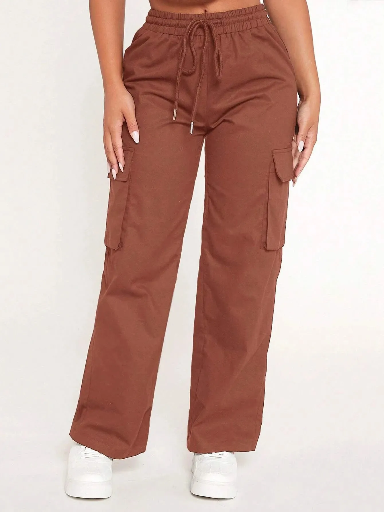 Drawstring Waist Flap Pocket Cargo Pant