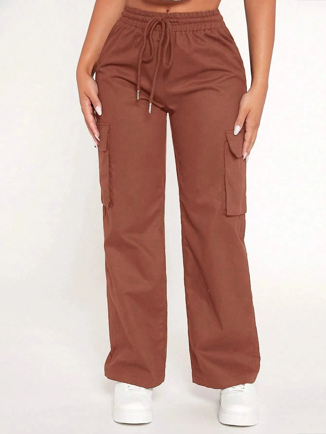 Drawstring Waist Flap Pocket Cargo Pant