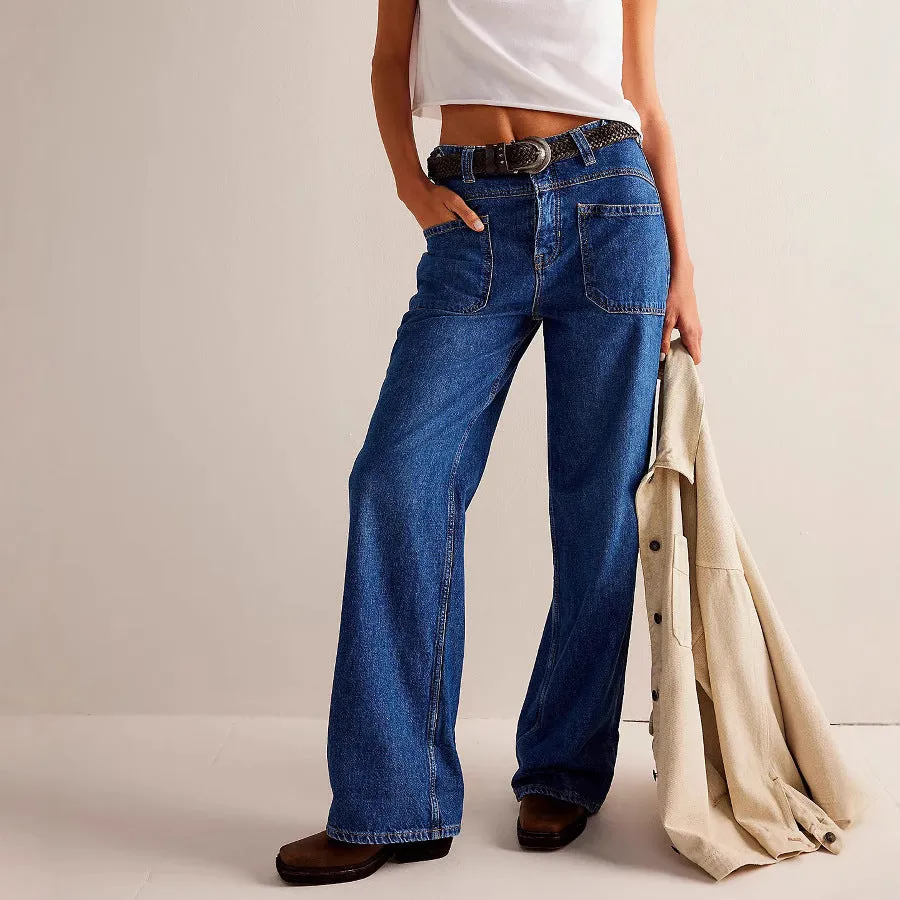 Fashion Wash Straight Wide Leg Women's Jeans