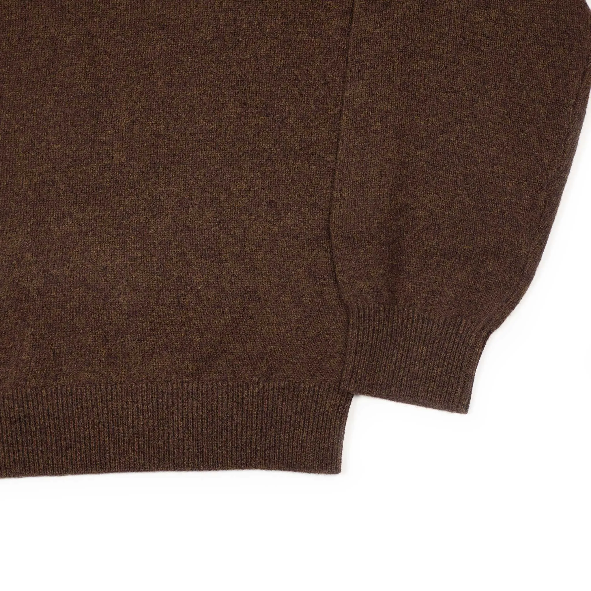 Fine gauge turtleneck sweater in brown wool (restock)