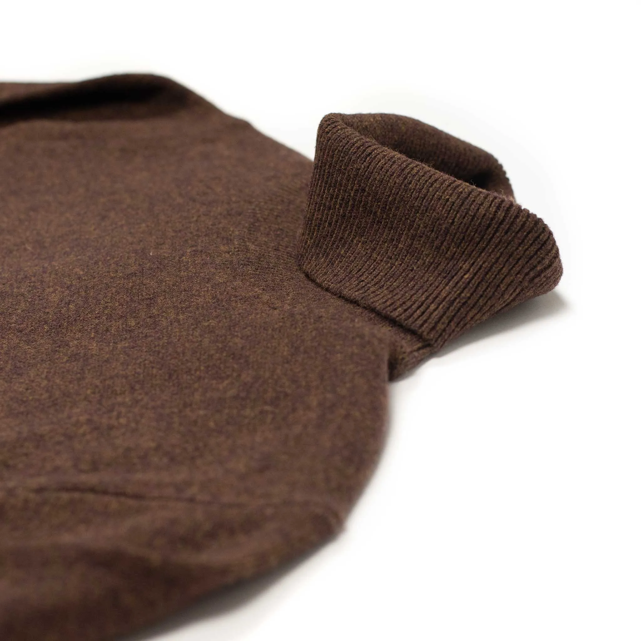 Fine gauge turtleneck sweater in brown wool (restock)