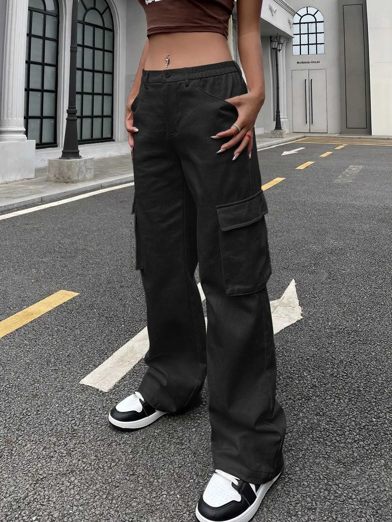 Flap Pocket Side Zipper Cargo Pants