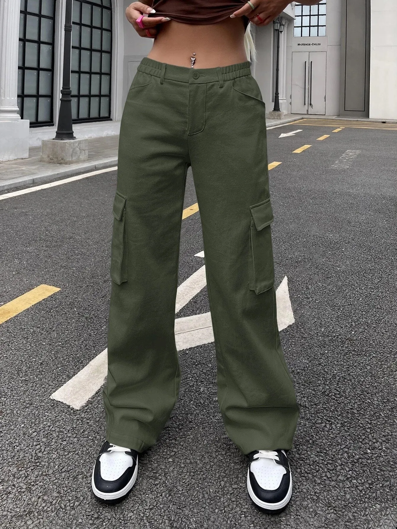 Flap Pocket Side Zipper Cargo Pants