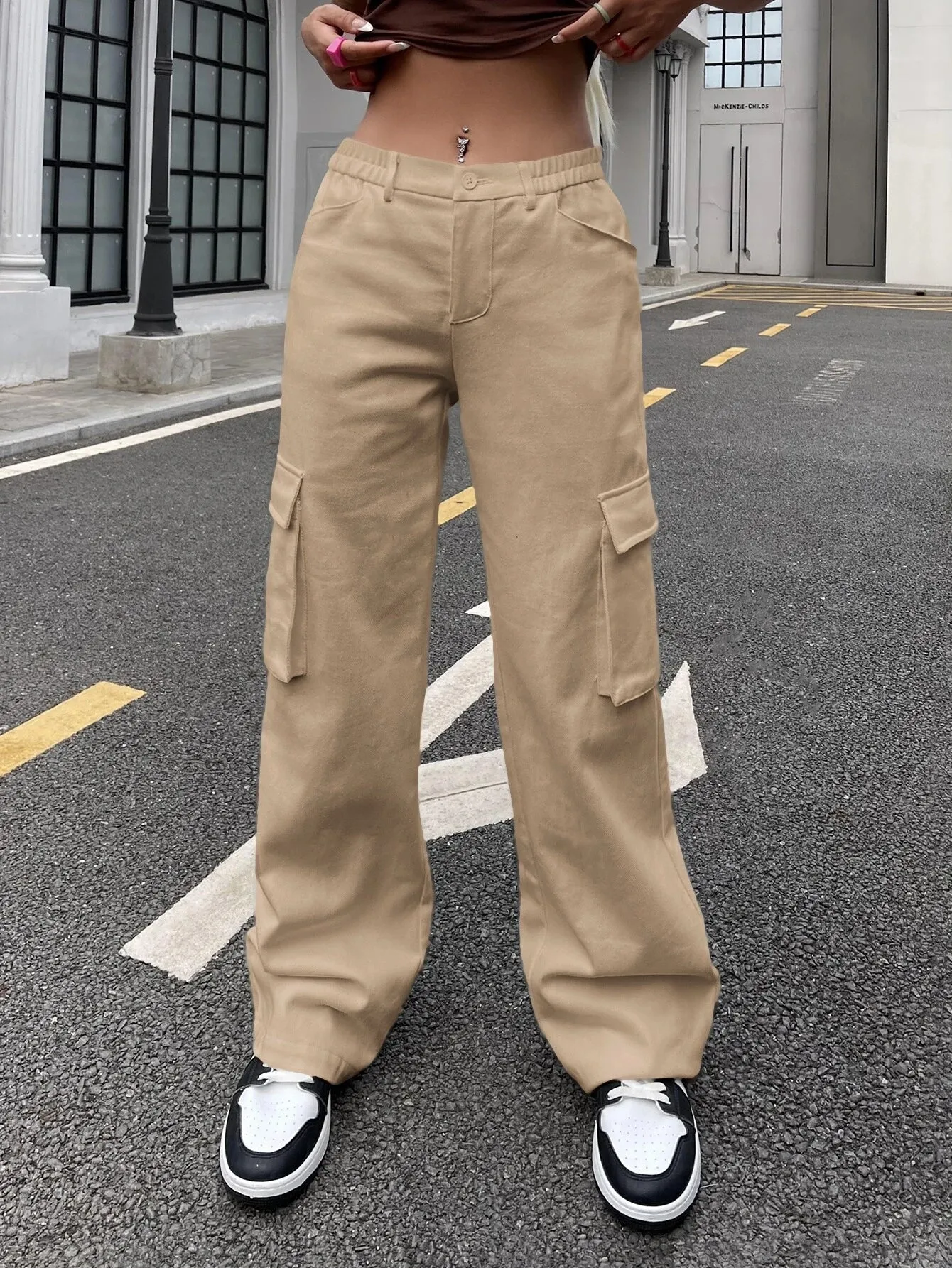 Flap Pocket Side Zipper Cargo Pants