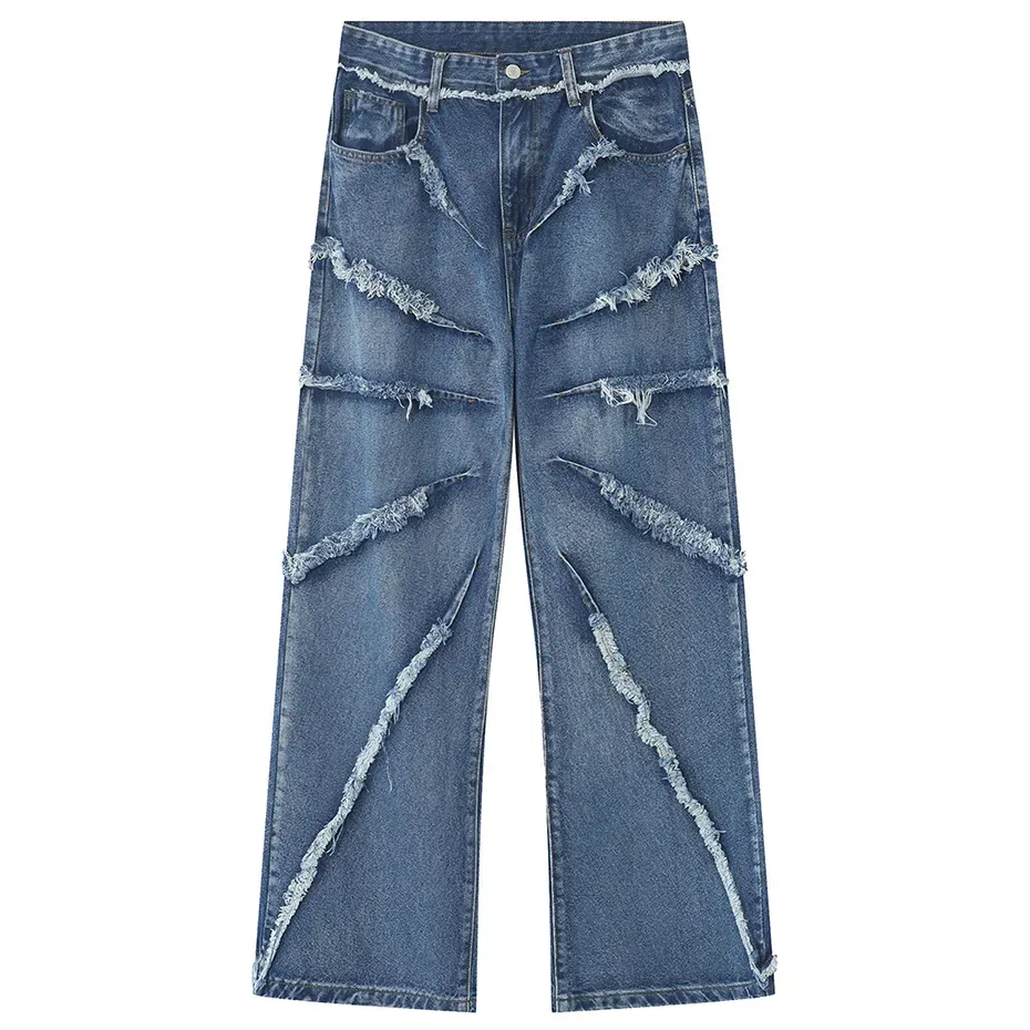 Fringed Shadow Baggy Denim Jeans