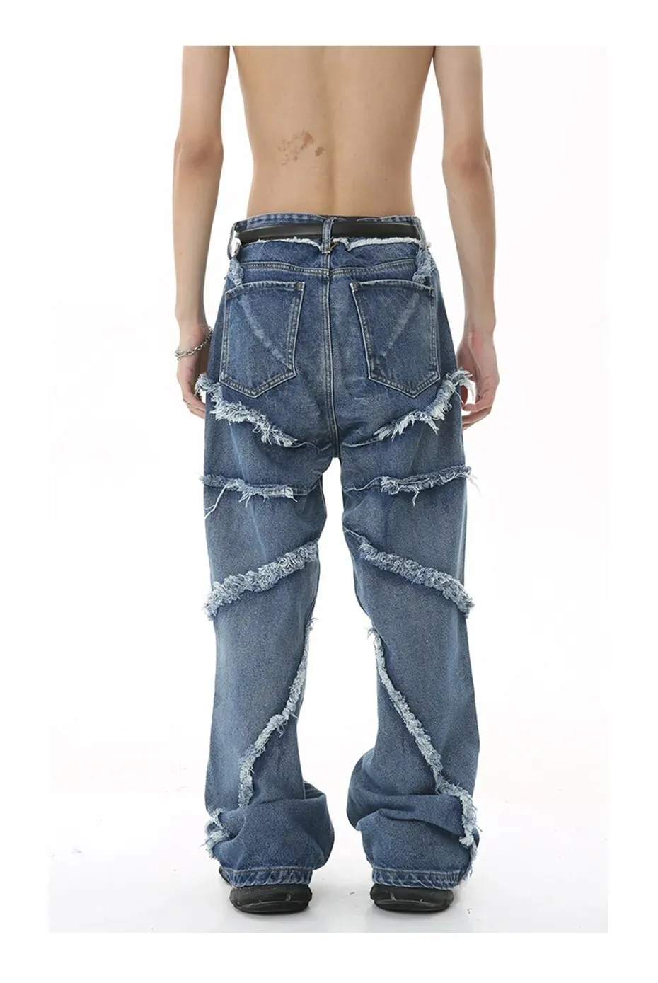 Fringed Shadow Baggy Denim Jeans