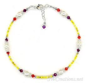 Fuchsia Sun Crystal Pearl Anklet