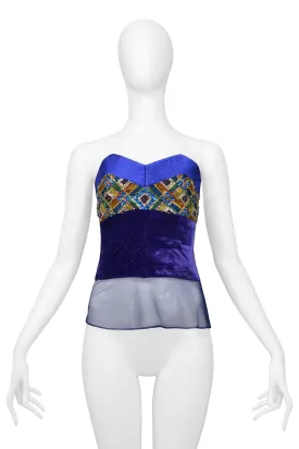 GIANNI VERSACE RHINESTONE & VELVET COUTURE BUSTIER