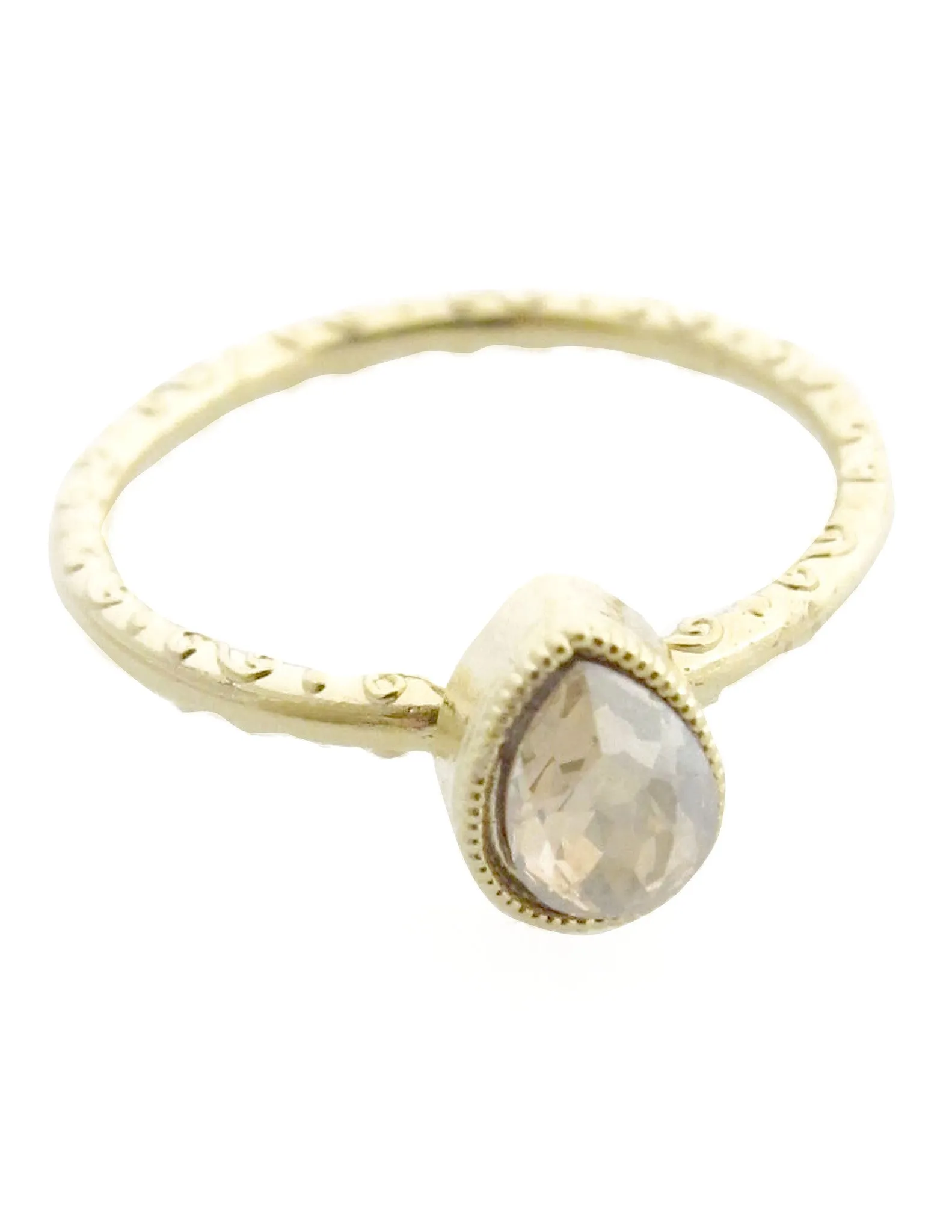 Golden Crystal Solitaire Ring