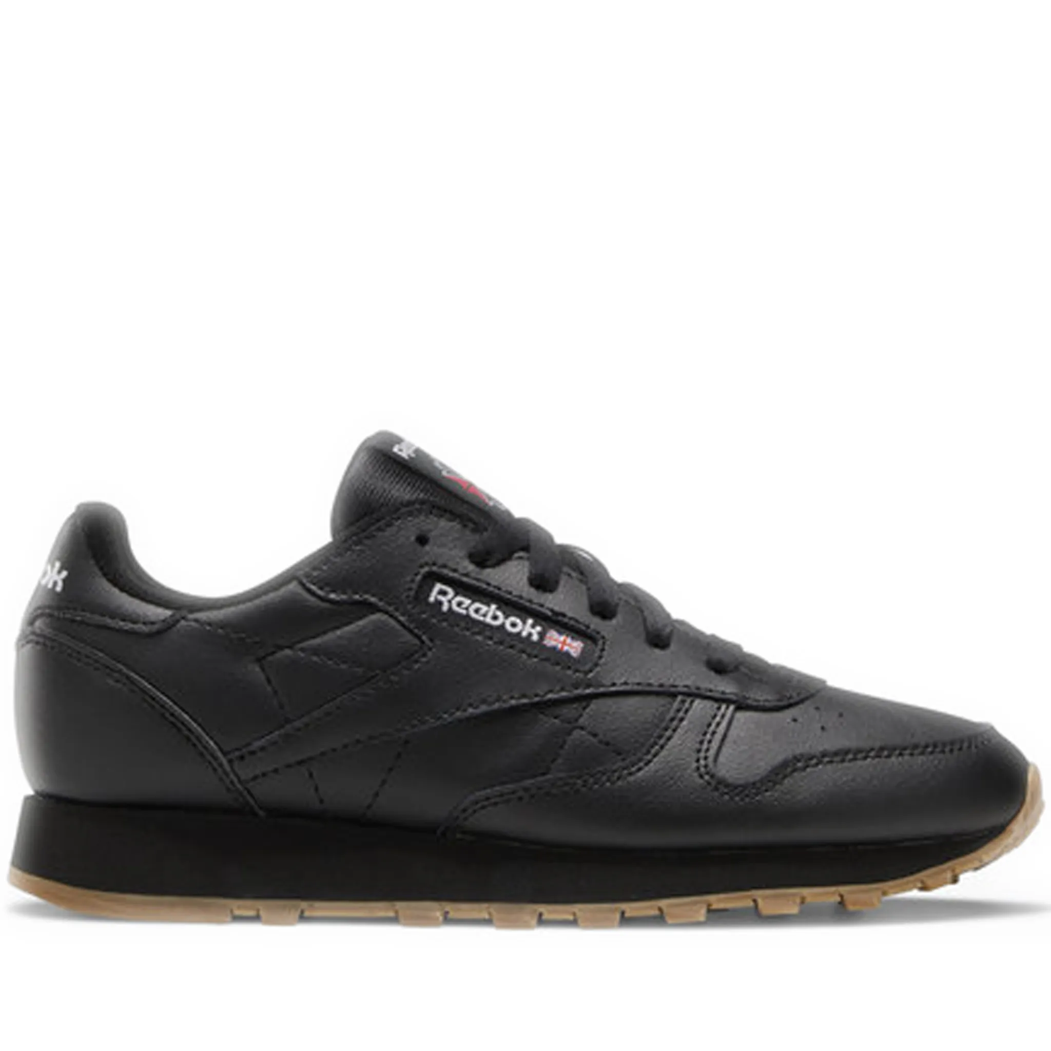 Grade School Reebok Classic Leather Shoes - Core Black / Core Black / Reebok Rubber Gum-02